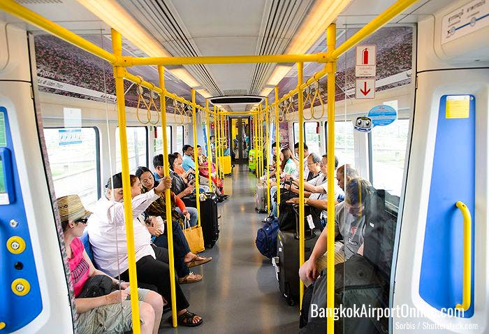 Bangkok Airport Rail Link commuter train car interior
