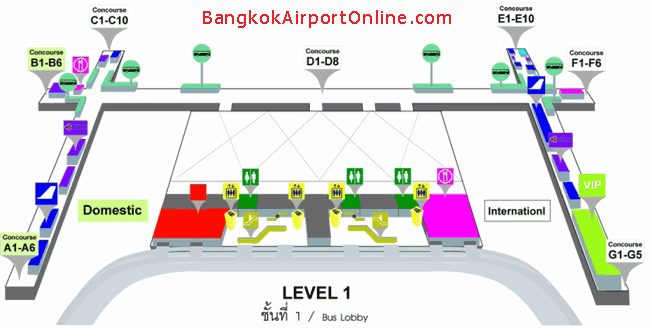 Suvarnabhumi Airport Terminal Map - Level 1 - Bus Lobby