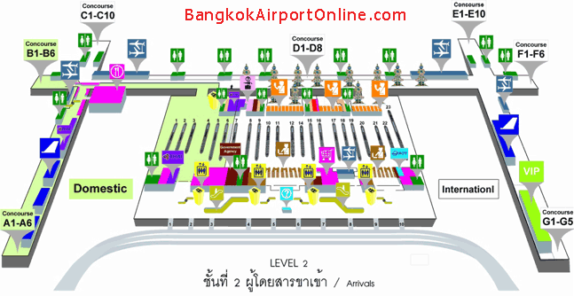 Suvarnabhumi Airport Terminal Map - Level 2 - Arrivals
