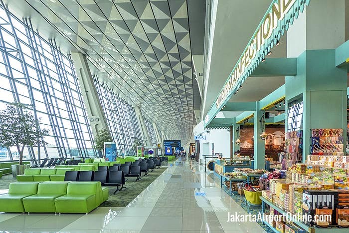Jakarta Airport CGK departures waiting area