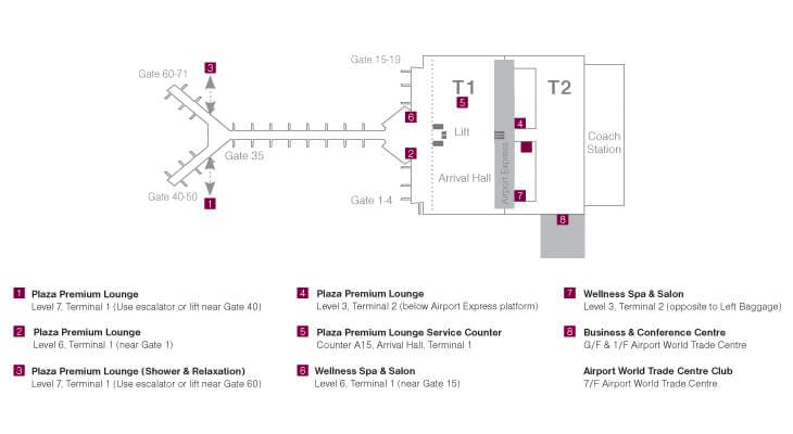 Map of Plaza Premium Lounges