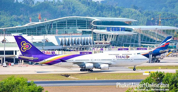 Thai Airways plane at Phuket International Airport