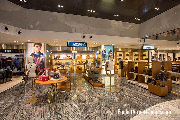 MCM leather goods and Bally boutiques at Phuket Airport