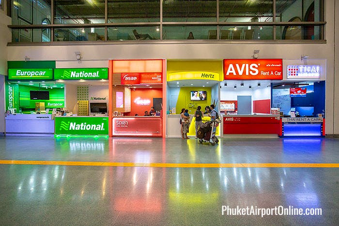Car rental counters at the Phuket Airport International Terminal