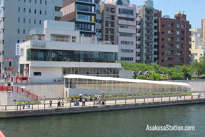 Tokyo Cruise Asakusa Pier viewed from the Sumida River
