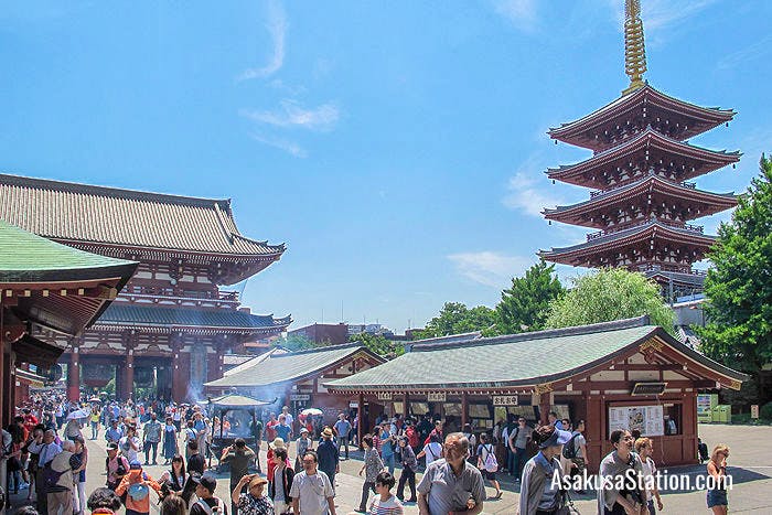 A view of Sensoji’s Five-storied Pagoda and Hozomon Gate