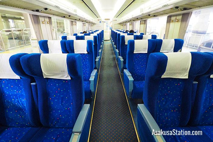 Standard seats on Tobu Spacia trains