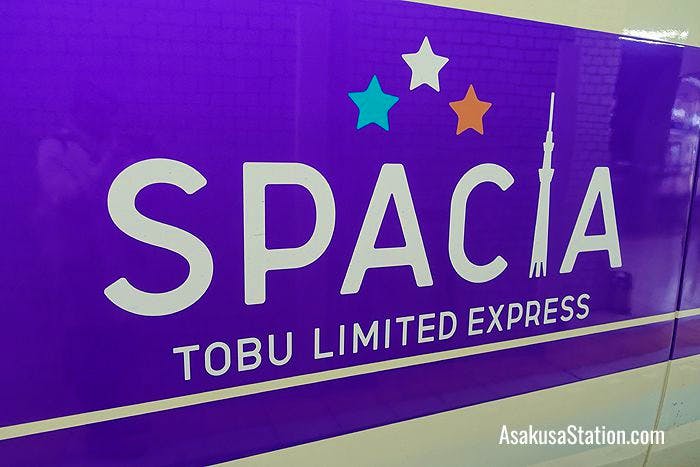 Tobu Spacia logo includes a Tokyo Skytree image