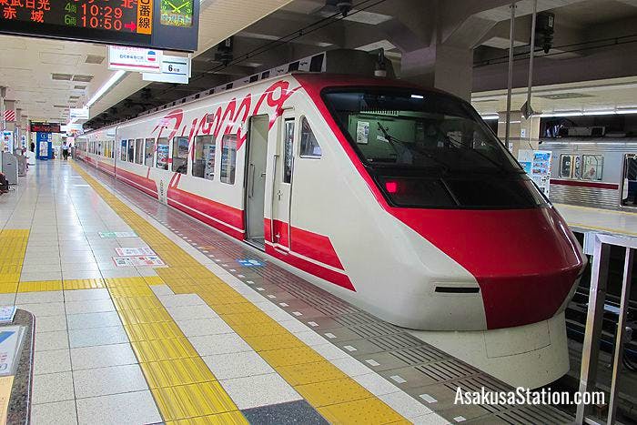 The Limited Express Ryomo bound for Ota at Platform 3 Tobu Asakusa Station