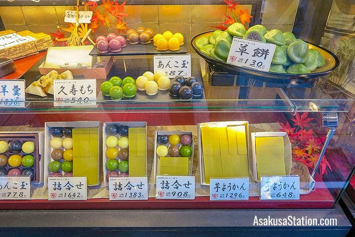 A display of yokan sweets at the Funawa shop