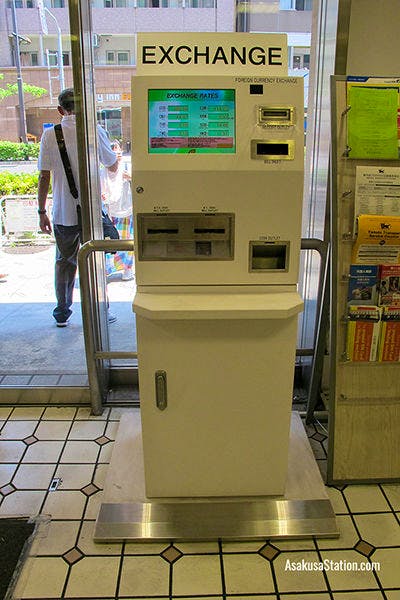 A currency exchange machine on the 1st floor of Ekimise