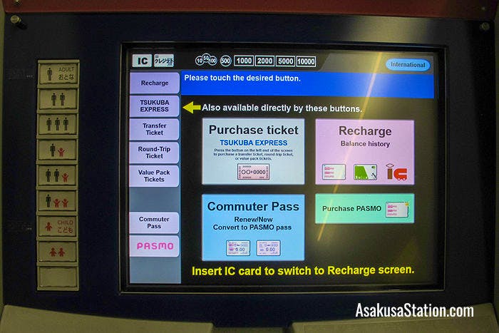 A ticket machine touch screen with English language guidance