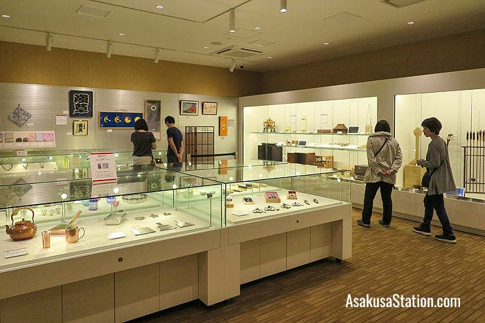 The 2nd floor display area at the Edo Taito Traditional Crafts Center