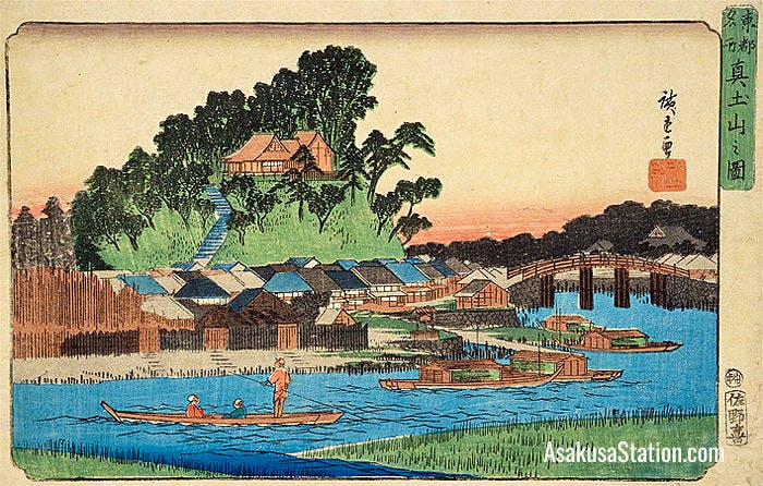 View of Matsuchiyama by Utagawa Hiroshige, circa 1844; Source: National Diet Library; Public Domain
