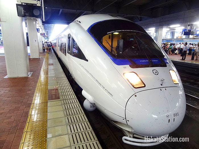 A Kamome limited express train bound for Nagasaki at Hakata Station