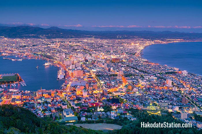 Nighttime view of Hakodate city from Mt. Hakodate