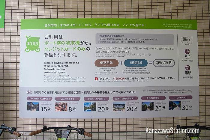 Instructions for using the service at the Kanazawa Station cycle port