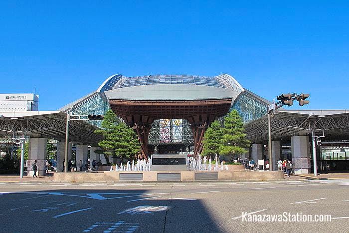 From a distance the contours of Kanazawa Station resemble a samurai helmet