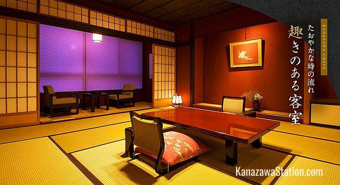 Exquisitely decorated Japanese style room at Kanazawa Chaya