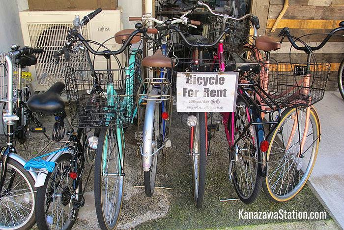 Bicycles can be rented from the hostel for 500 yen a day