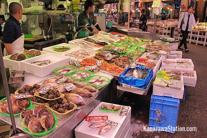 A colorful display of seafood
