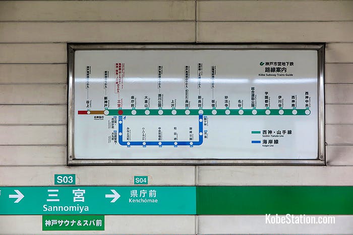 A subway route map on Platform 2
