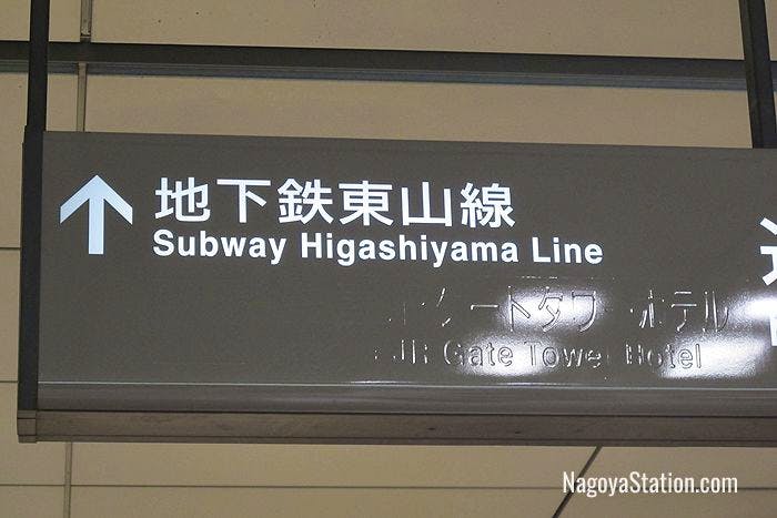 A sign pointing the way for the subway