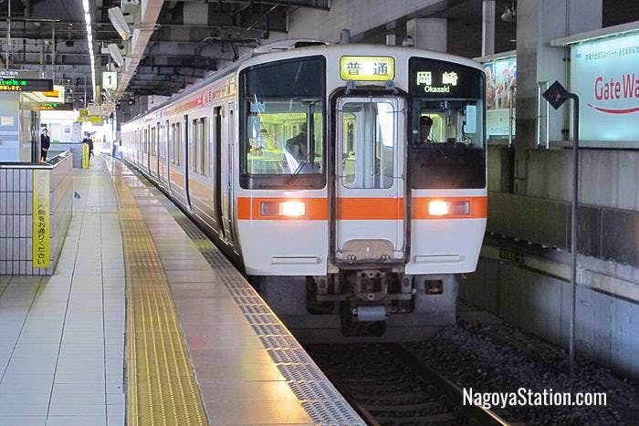 A local train for Okazaki at Platform 1, Nagoya Station