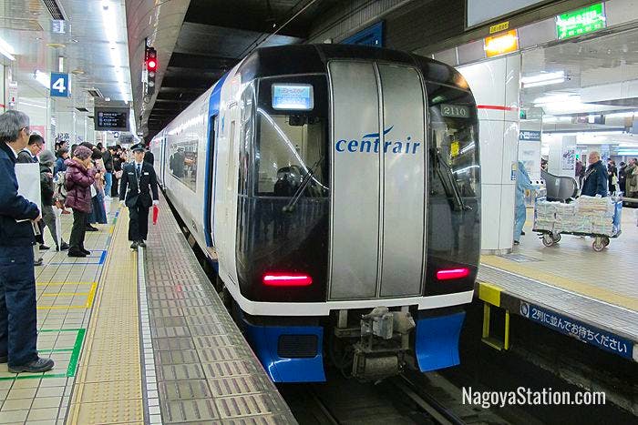 A μ Sky Limited Express bound for Chubu Aiport at Meitetsu Nagoya Station