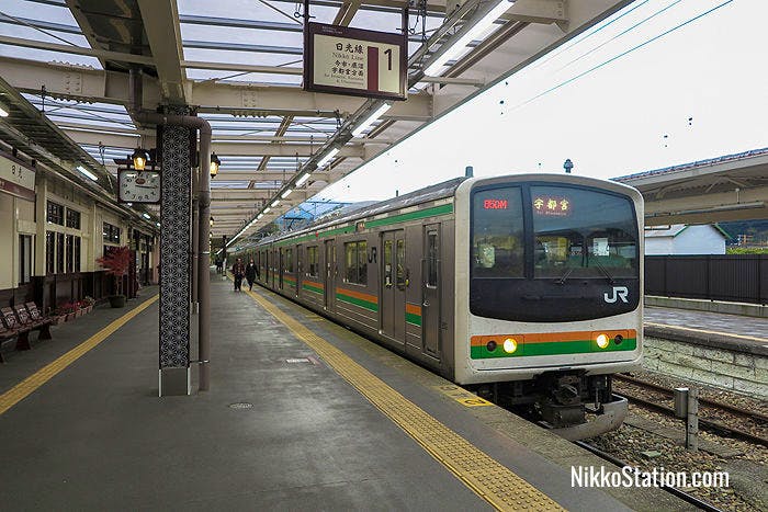 A local train at JR Nikko Station bound for Utsunomiya