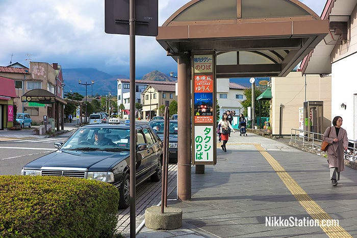 The taxi stand at Tobu Nikko Station