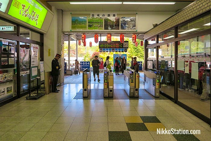 The ticket gates at the Tobu Nikko Station