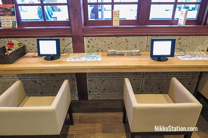 Touch screen tablets at JR Nikko’s Tourist Information Center