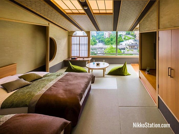 Japanese-style room with tatami mat floors