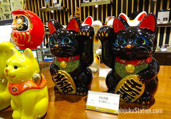 Manekineko cats and Daruma dolls are some of the traditional Japanese souvenirs at Takashimaya