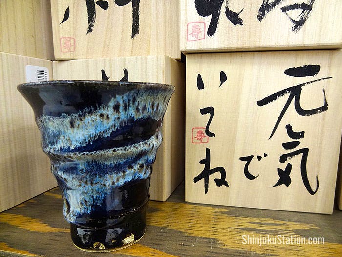 The fourth floor also has ceramic cups with traditional designs and wooden boxes featuring calligraphy that are sold as sets