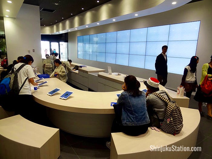 Staff and tablets are on hand to provide information at the Tokyo Tourist Information Center