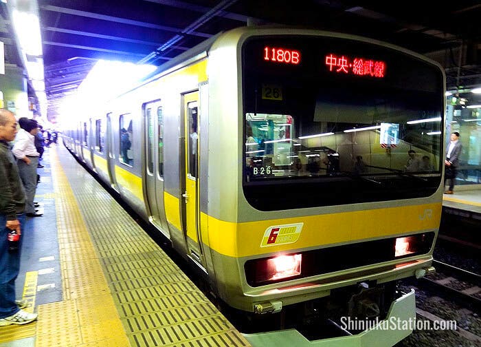 The Chuo-Sobu Line forms a major east-west corridor through central Tokyo