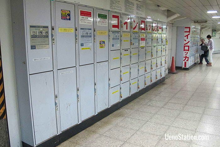 Key lockers close to Exit 9 and the Ginza Line JR Ueno Station District Gate