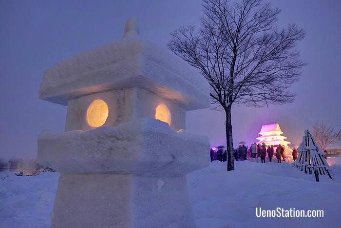 The Snow Lantern Festival at Yonezawa’s Uesugi Shrine is held every February