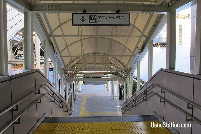 Stairs leading to the main taxi rank at JR Ueno Station