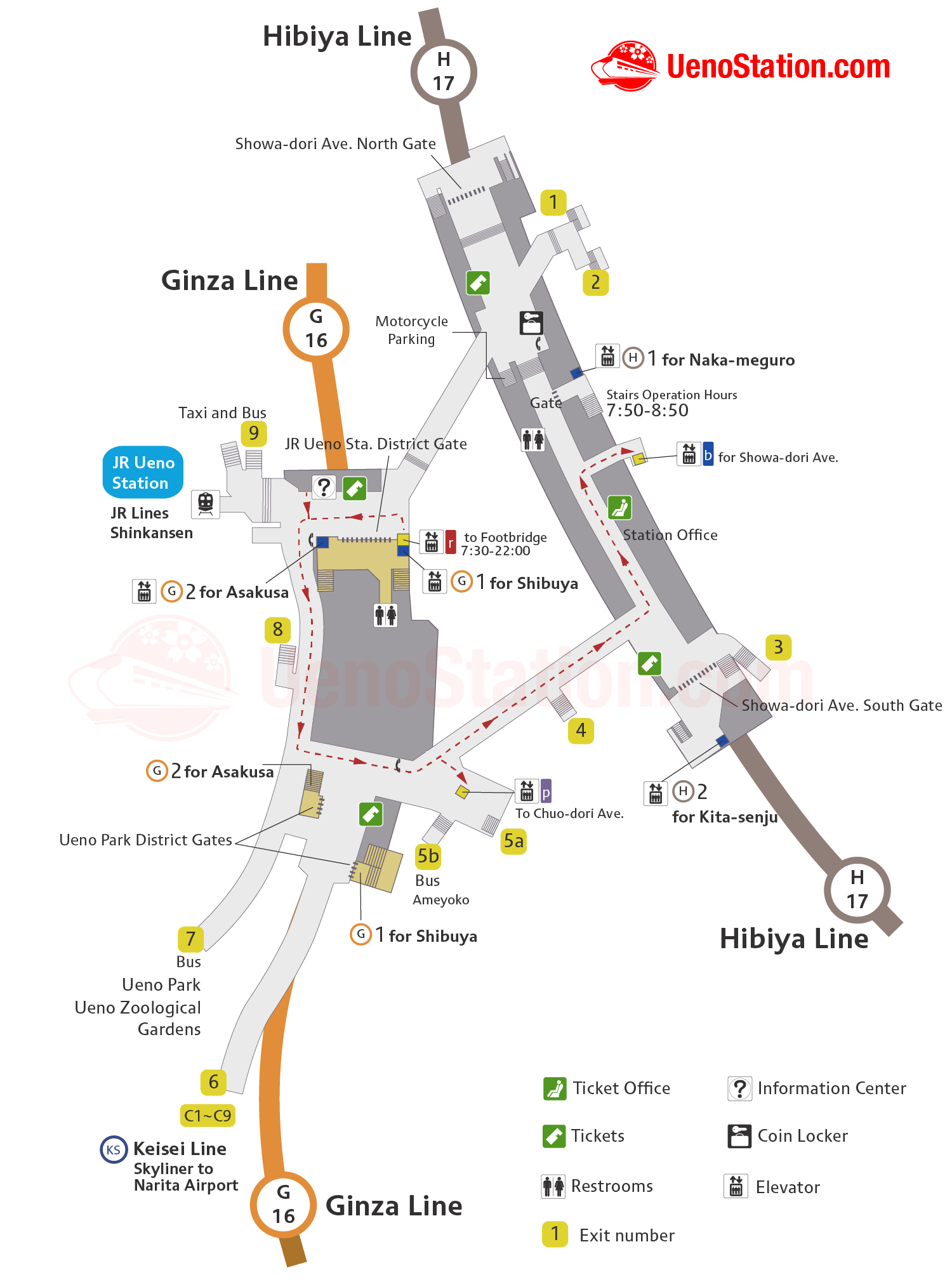 Ueno Subway Station Map