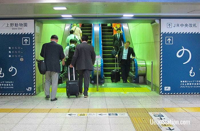 The escalators for JR Ueno Station