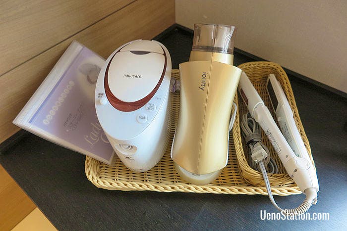 Special amenities provided for female guests include a facial steamer, ionic hair dryer, and ironing tongs