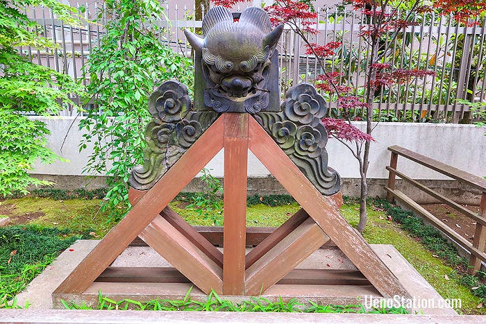 An oni-gawara or devil tile from the original front entrance gate of Kaneiji temple