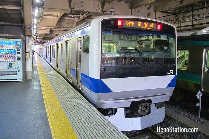 A Joban Line Rapid Service bound for Mito at Platform 10 JR Ueno Station