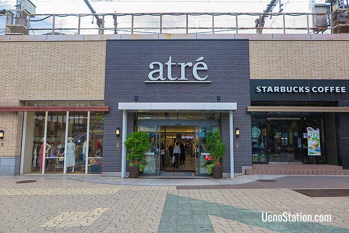 An outside entrance to Atre at Ueno Station