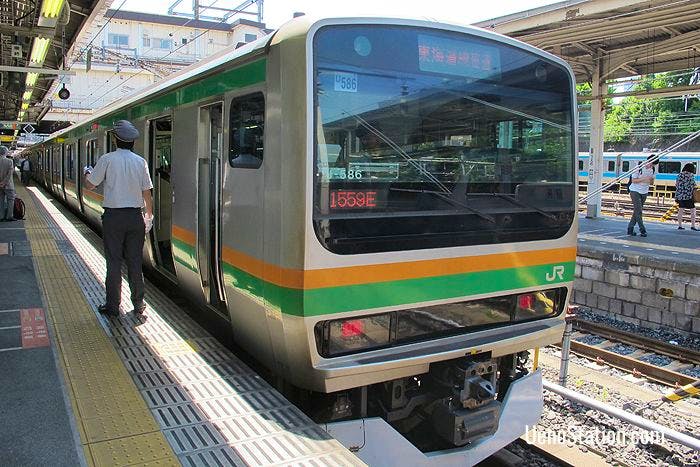 An Ueno-Tokyo Line service bound for Atami at Platform 7 JR Ueno Station